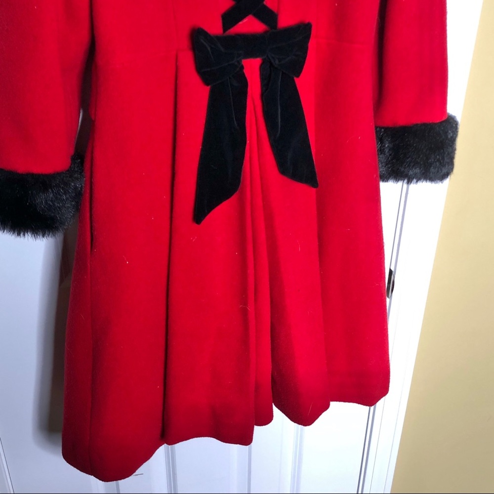 Rothschild Red Wool Pea Coat Black Velvet Girls 7 - Picture 5 of 16